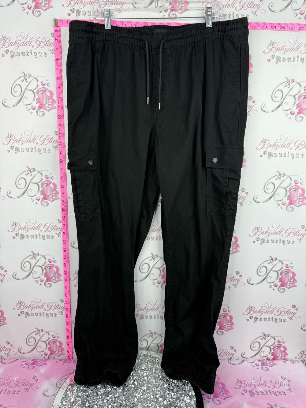 Buffalo David Bitton Black Cargo Track Pants with Drawstring
